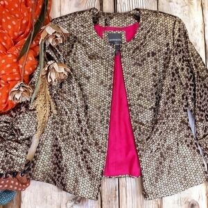 Anthracite Gold Bronze Metallic Jacket Blazer Sz 8